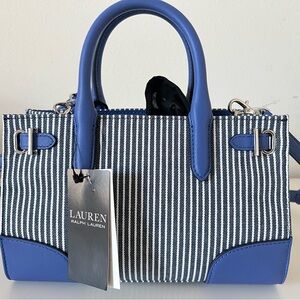 Lauren Ralph Lauren Striped Canvas Small Devyn Tote Bag